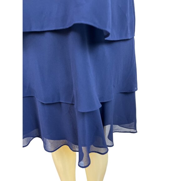 Ralph Lauren Womens Sleeveless Blue Chiffon Layered Dress Knee-Length Sz 8 - New - Picture 6 of 12